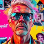 A vibrant artwork inspired by Andy Warhol's style in a modern setting, representing "Andy Warhella."